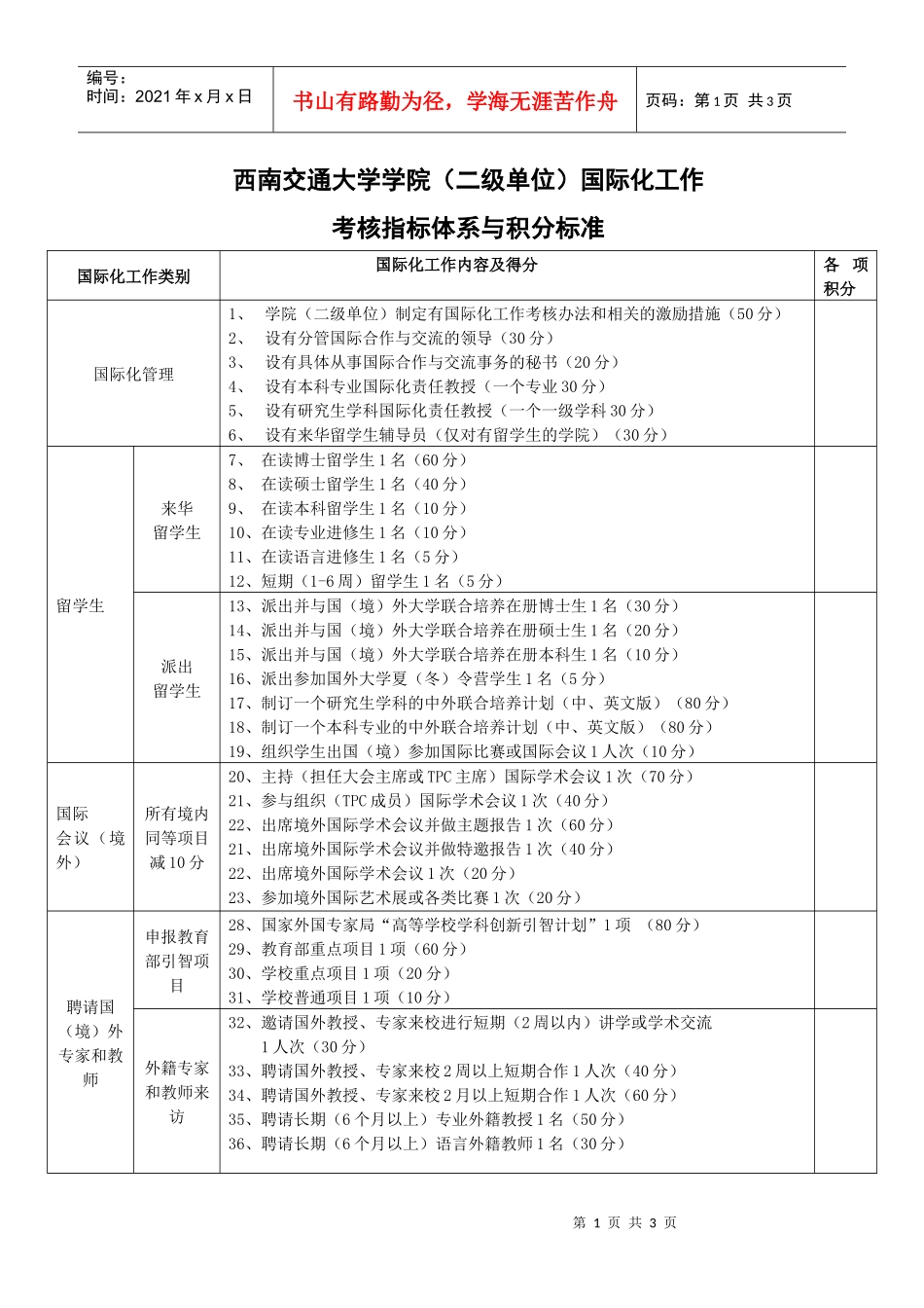 西南交通大学学院(二级单位)国际化工作_第1页