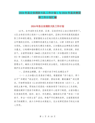 2024年县公安消防大队工作计划1与2024年县共青团委工作计划汇编