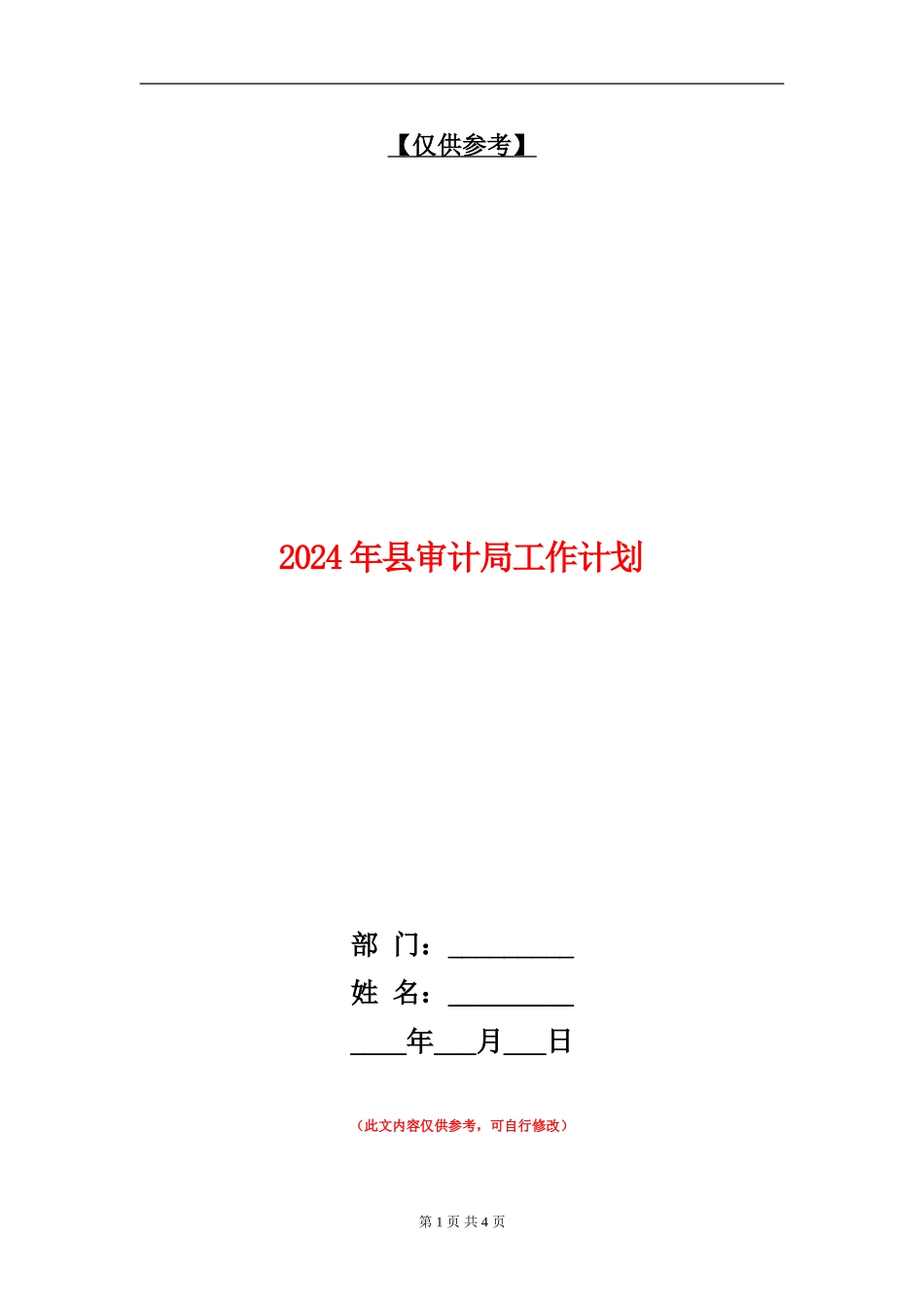 2024年县审计局工作计划_第1页