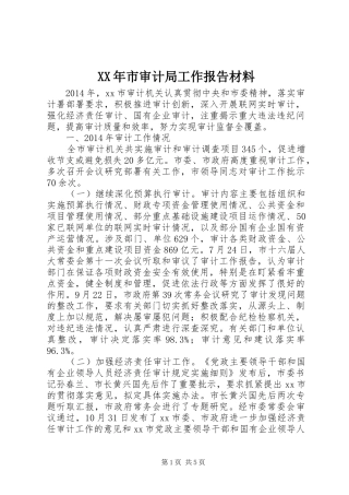 XX年市审计局工作报告材料