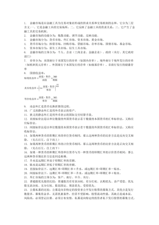 金融市场学重点知识