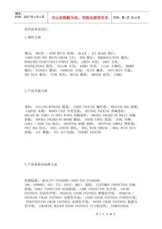 纺织业商务英语大全