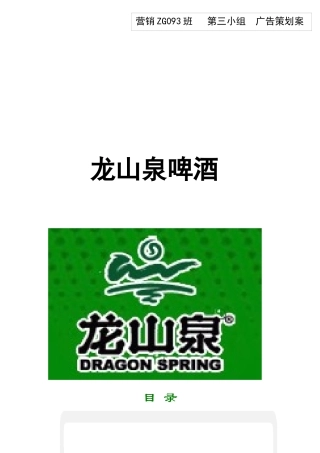 龙山泉啤酒广告策划书1
