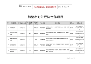 鹤壁市对外经济合作项目