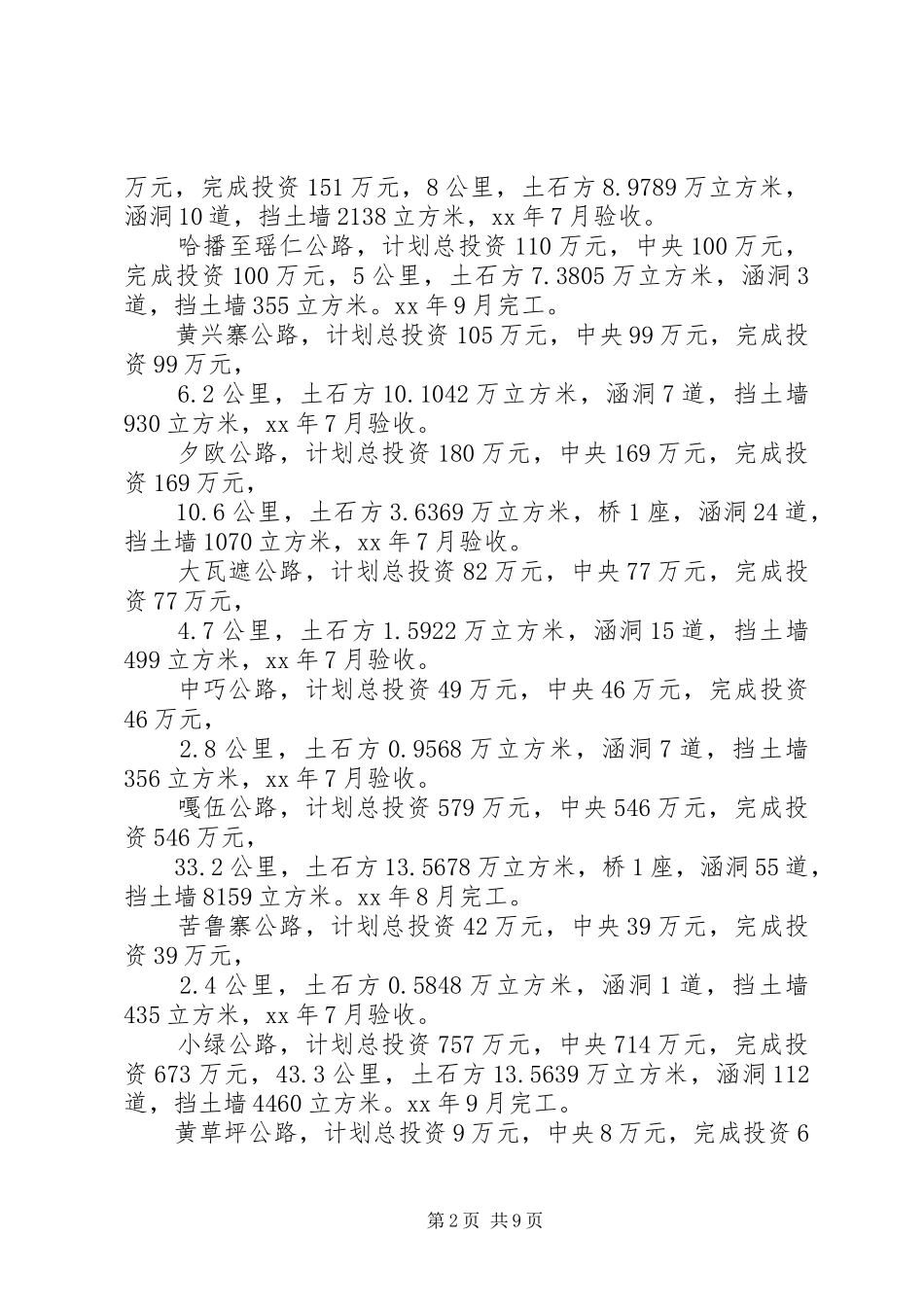 XX年县交通局实施重点工作进展情况报告_第2页