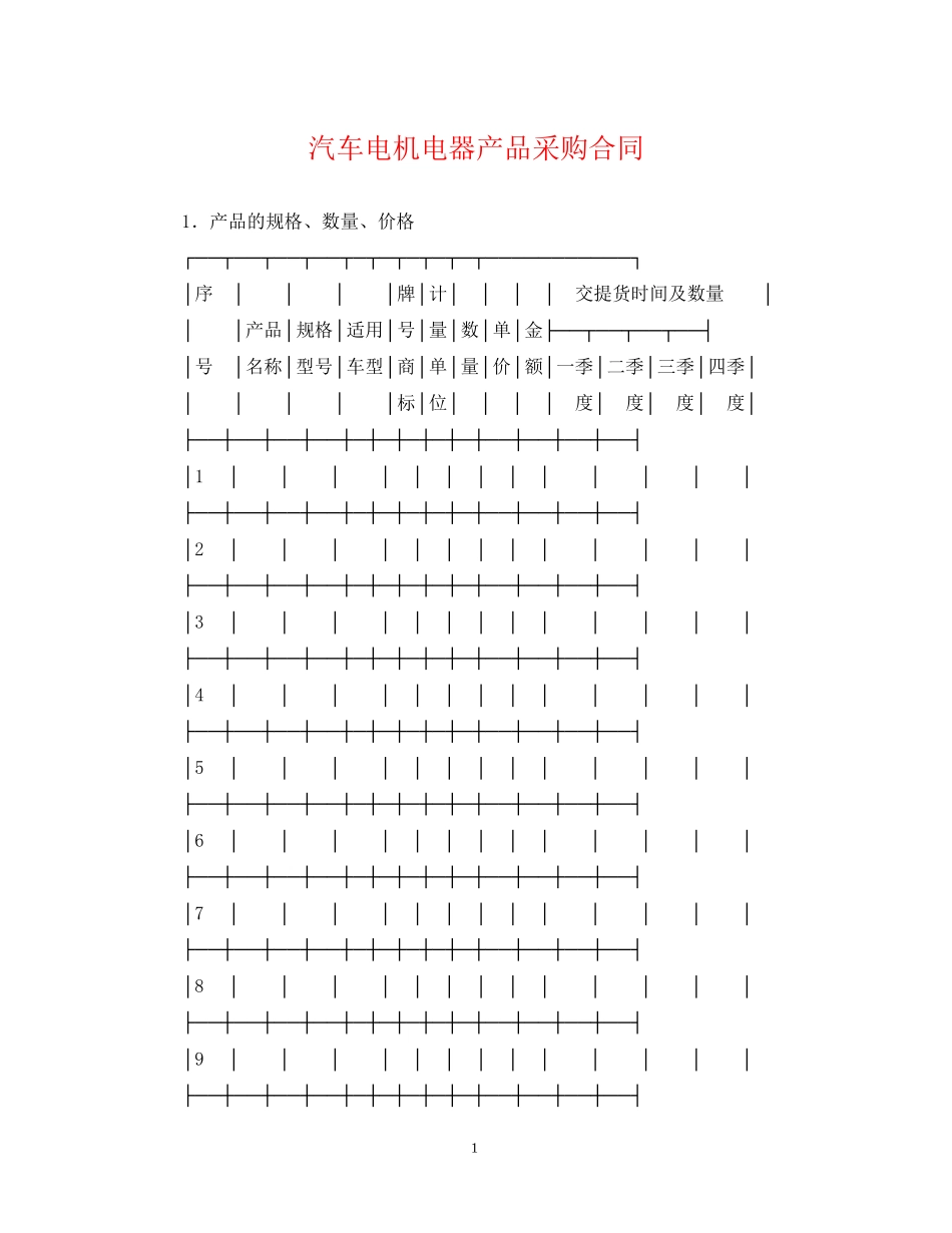 汽车电机电器产品采购合同_第1页