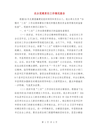 农办党建责任工作情况报告