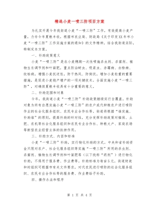小麦一喷三防项目方案