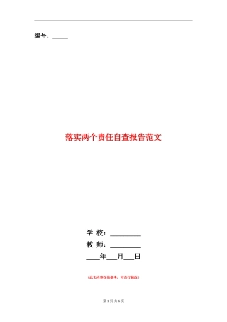 落实两个责任自查报告范文1