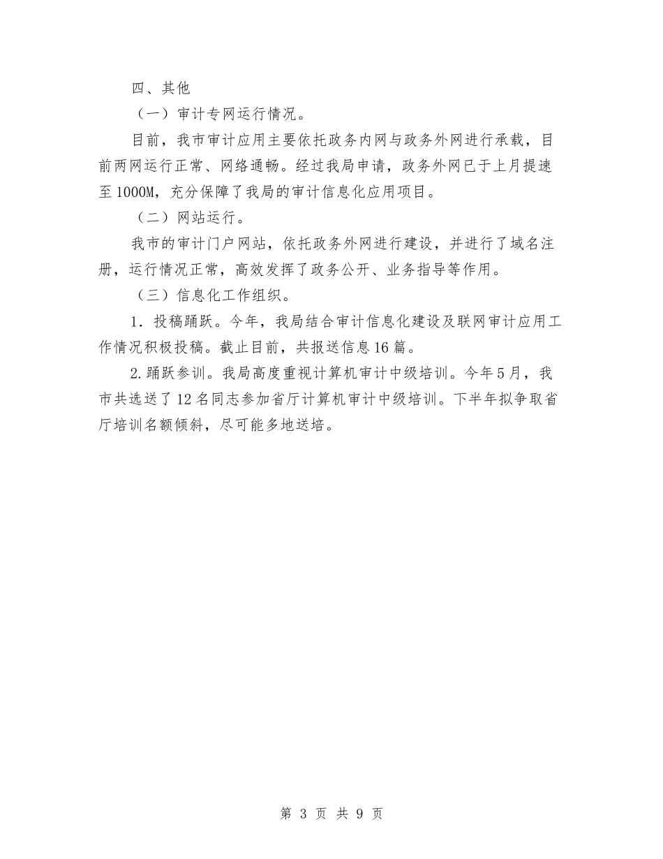 2024年审计信息化建设工作报告与2024年审计处财务工作总结汇编_第3页