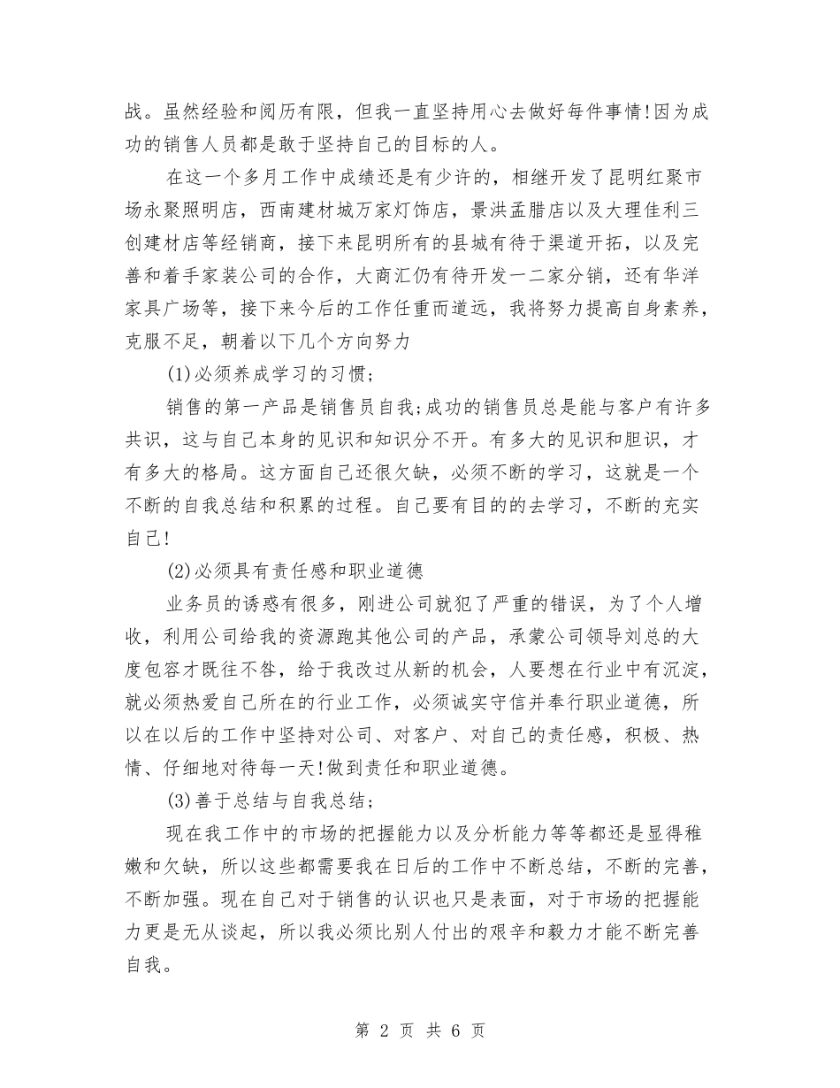 2024年销售员工月度工作总结范文与2024年销售员年度个人工作总结范文汇编_第2页