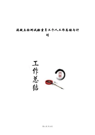 混凝土检测试验室员工个人工作总结与计划