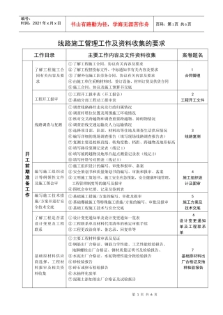 送电线路施工管理工作及资料收集的要求