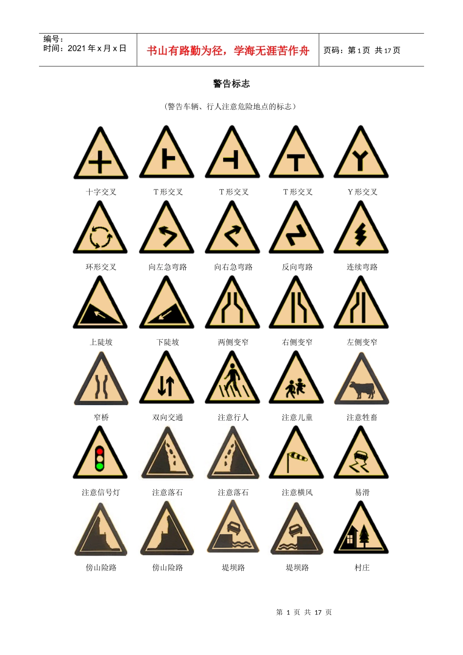 驾校 交通标志 大全_第1页