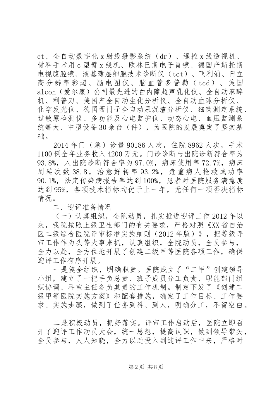 XX年XX县医院创建二甲工作汇报_第2页