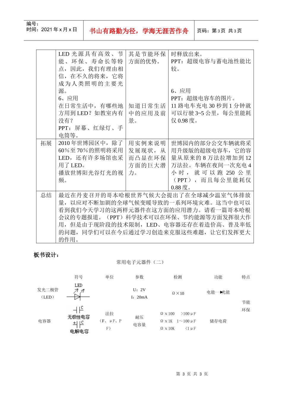 高一常用电子元器件一课二纲融合方案设计_第3页