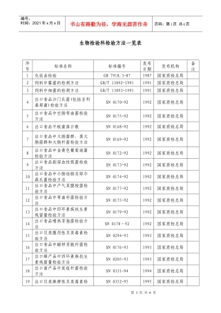 生物检验科检验方法一览表