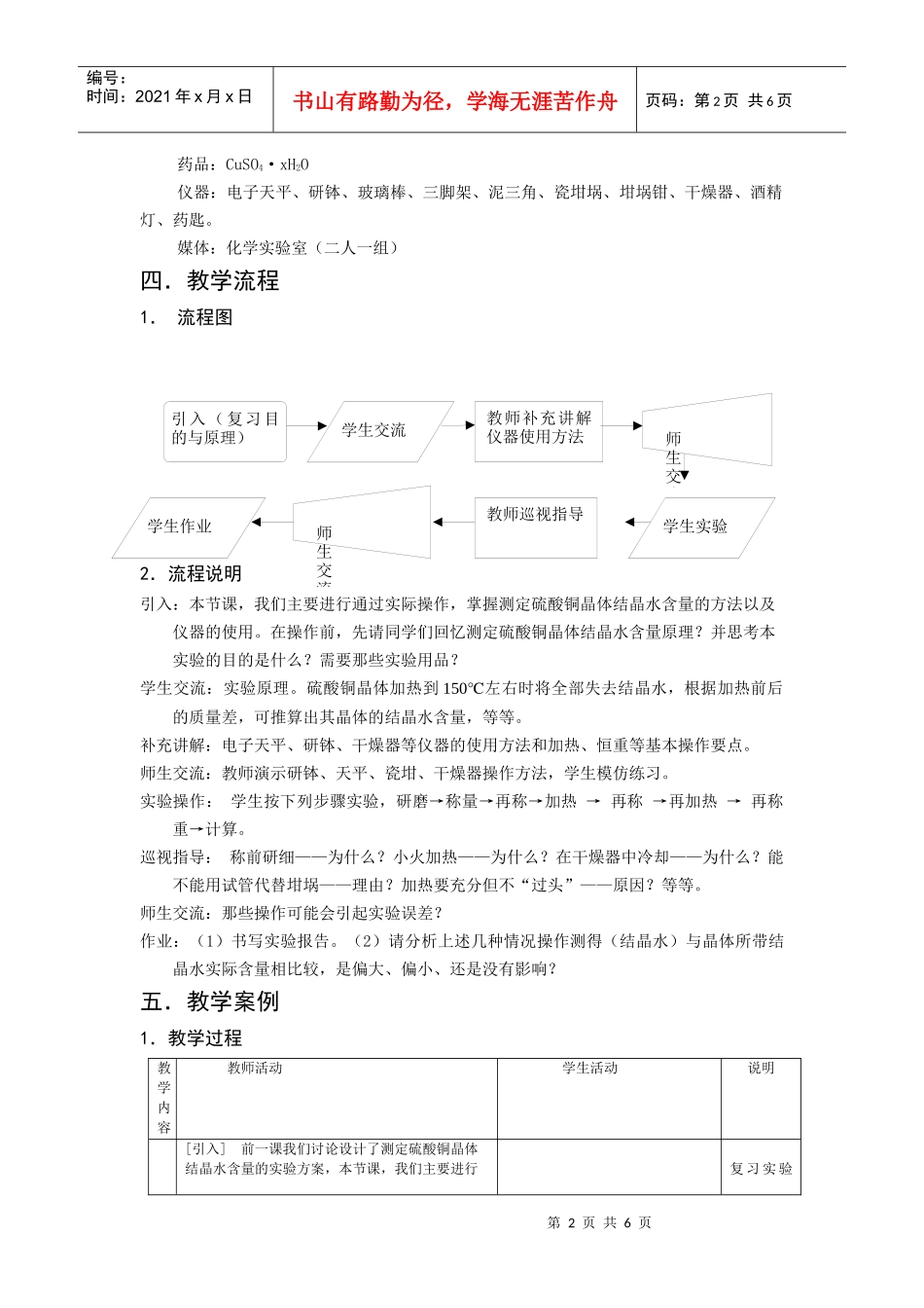 硫酸铜晶体中结晶水含量的测定教学_第2页