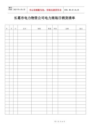 长葛市电力物资公司电力商场日销货清单2