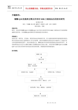 辅酶Q10与拉贝洛尔联合用药对自发型高血压大鼠治疗效果的研究