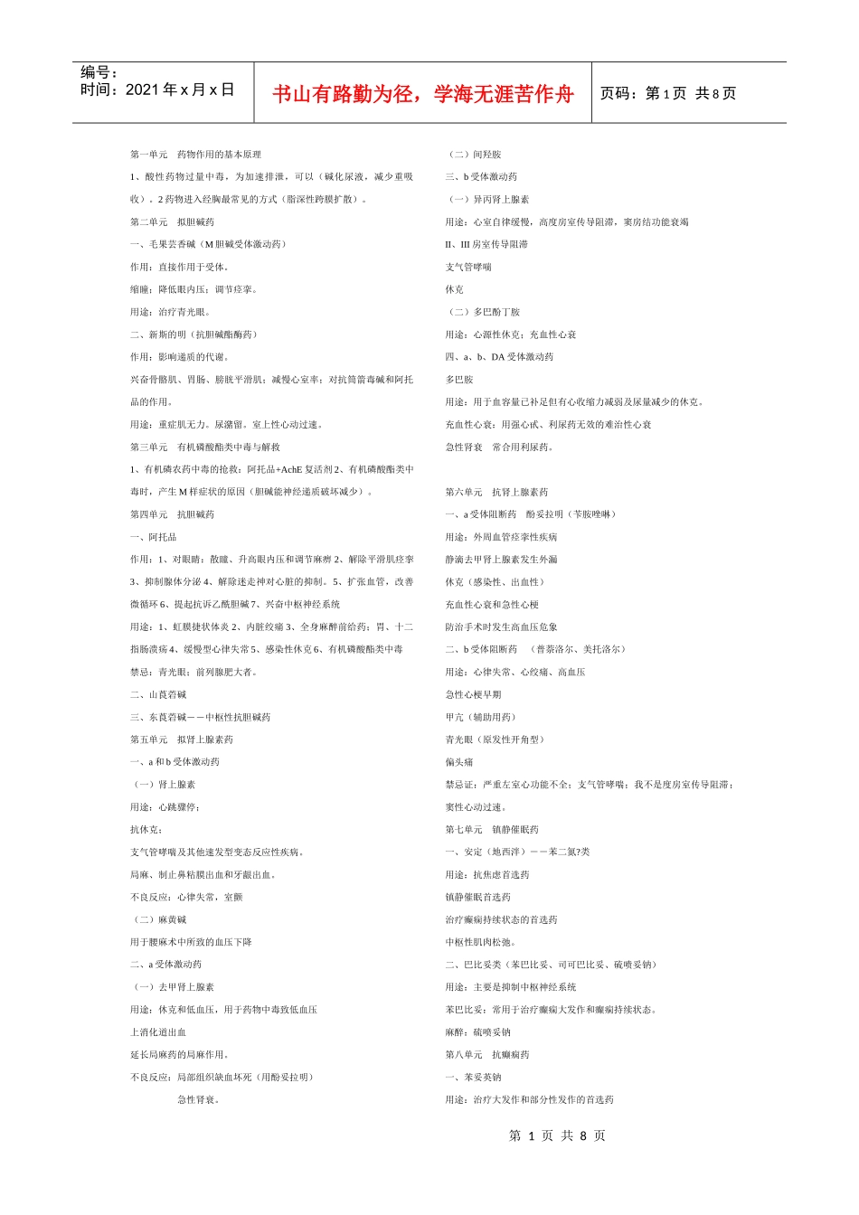 第一单元 药物作用的基本原理31875015_第1页