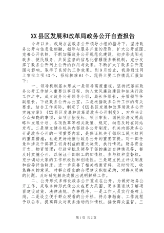 XX县区发展和改革局政务公开自查报告
