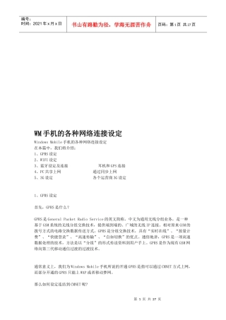 谈WM手机的各种网络连接设定