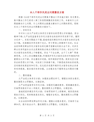 本人干部作风突出问题整改方案