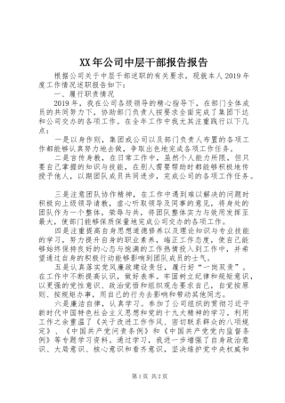 XX年公司中层干部报告报告