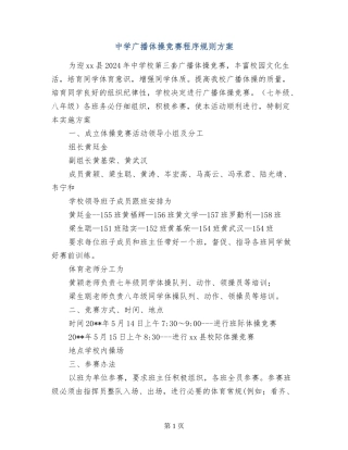 中学广播体操比赛程序规则方案