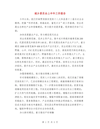 城乡委员会上半年工作报告