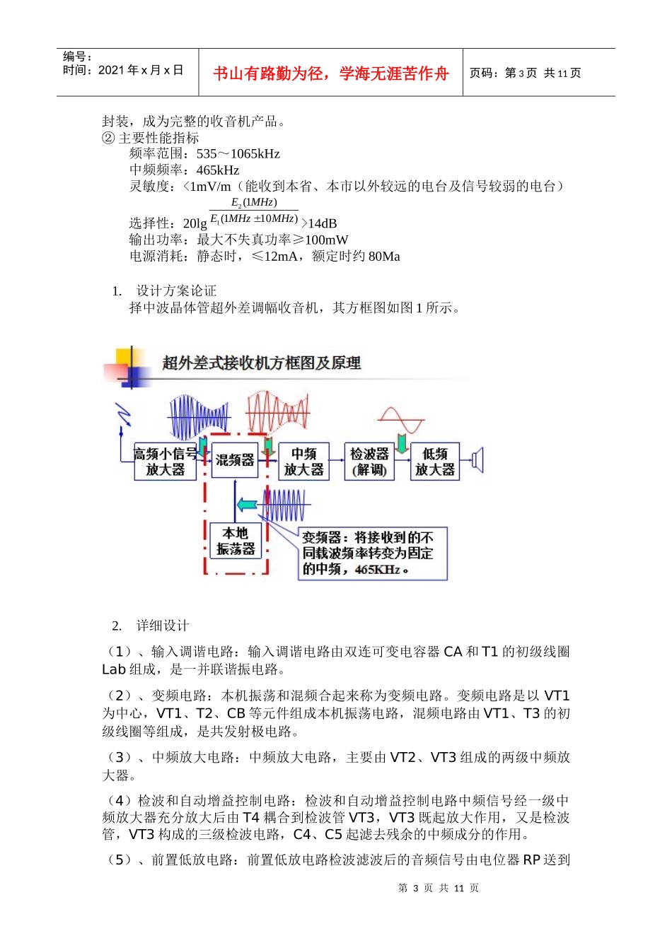 高频电子线路课程设计报告_第3页