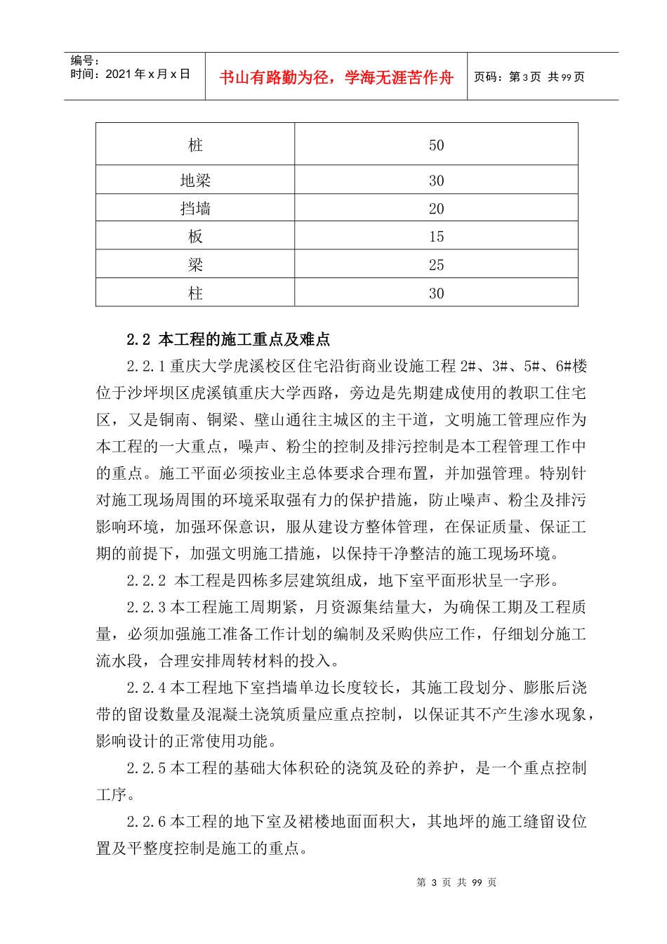 重庆大学虎溪校区教职工住宅沿街商业设施工程施工组织设计-120039_第3页