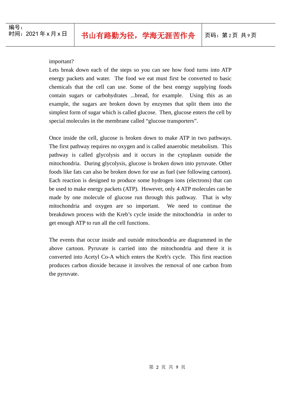 细胞生物学双语教案3(线粒体结构与功能)_第2页