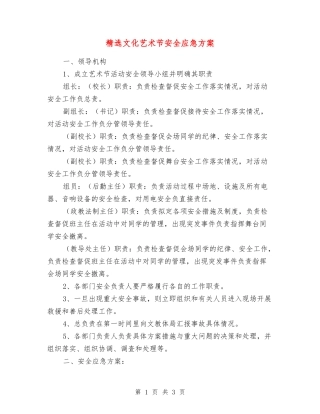 文化艺术节安全应急方案