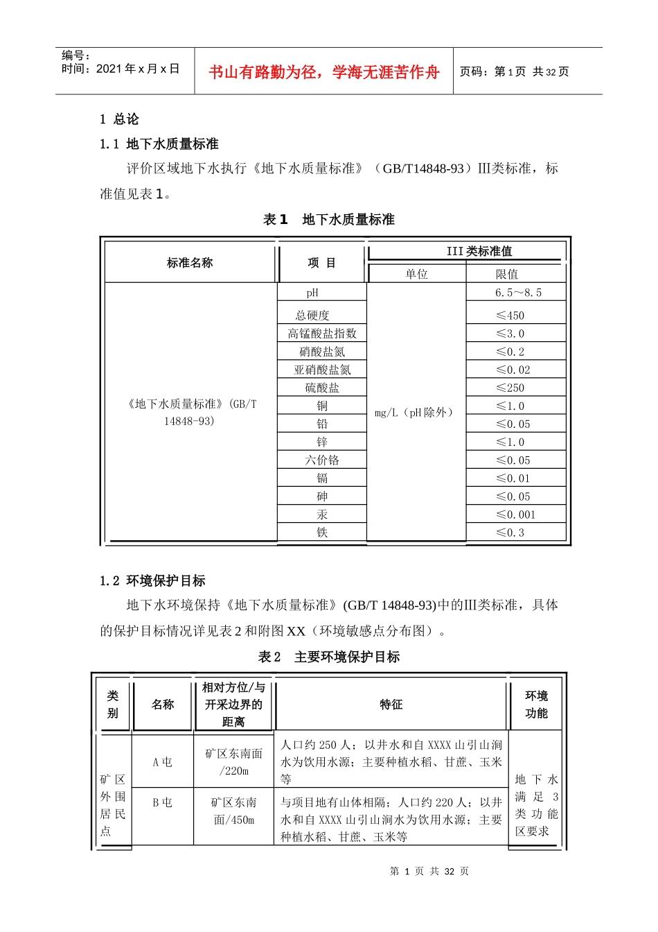 矿山地下水环境影响评价报告_第1页