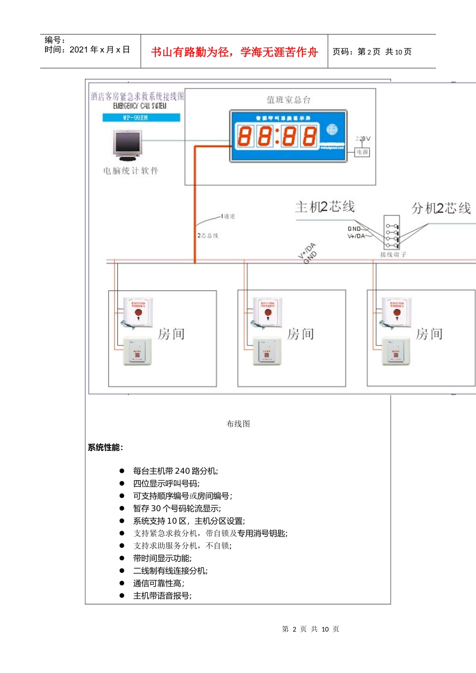 酒店客房SOS紧急求救系统方案2_第2页