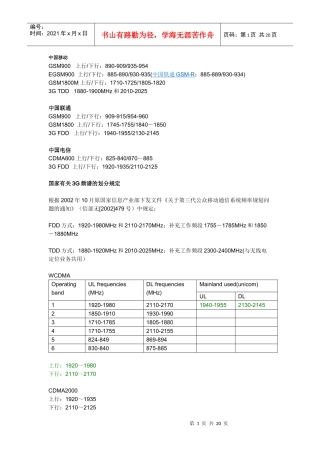 移动通信频率分配