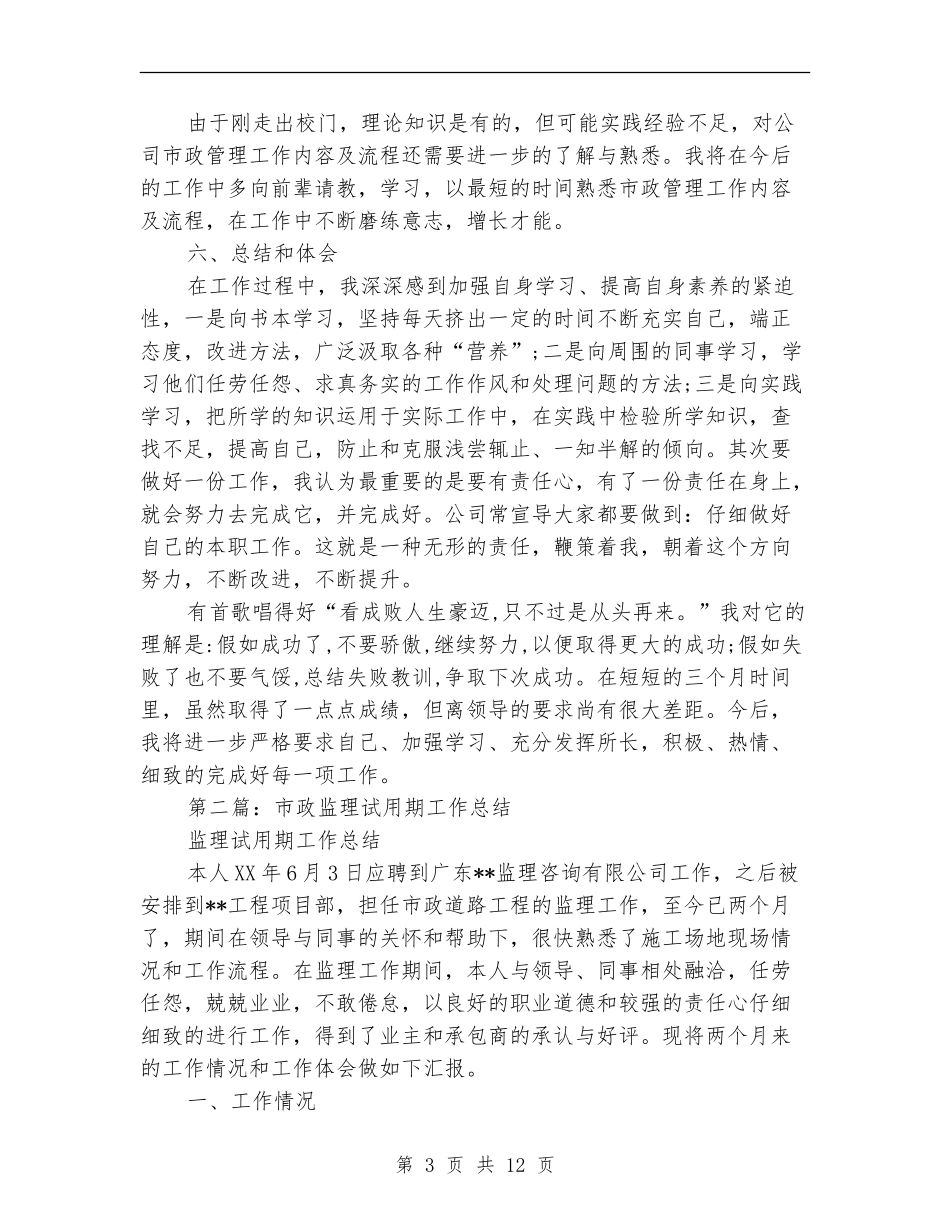 市政部试用期工作总结_第3页