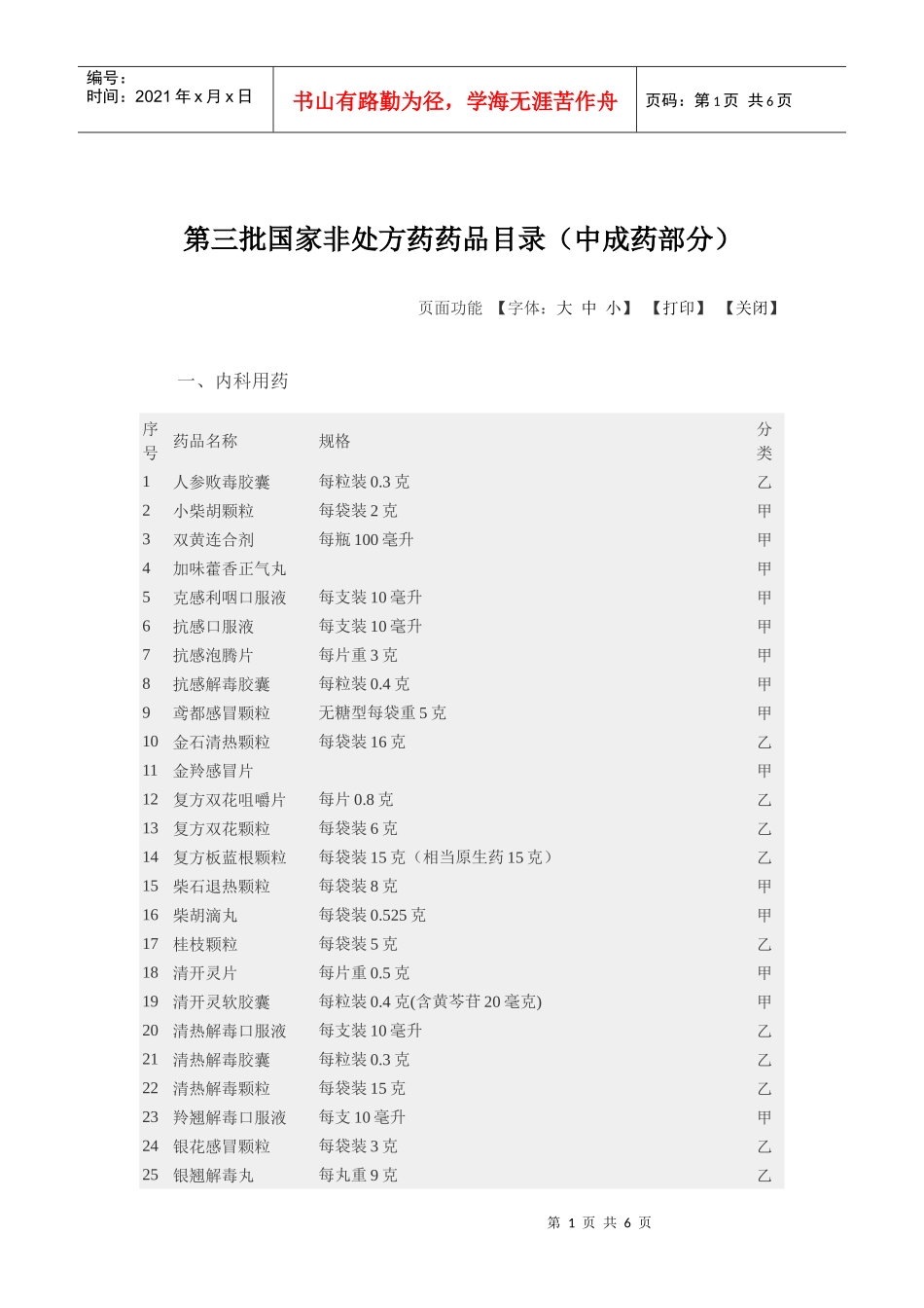第三批国家非处方药药品_第1页