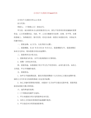 公司向个人借款合同word范本