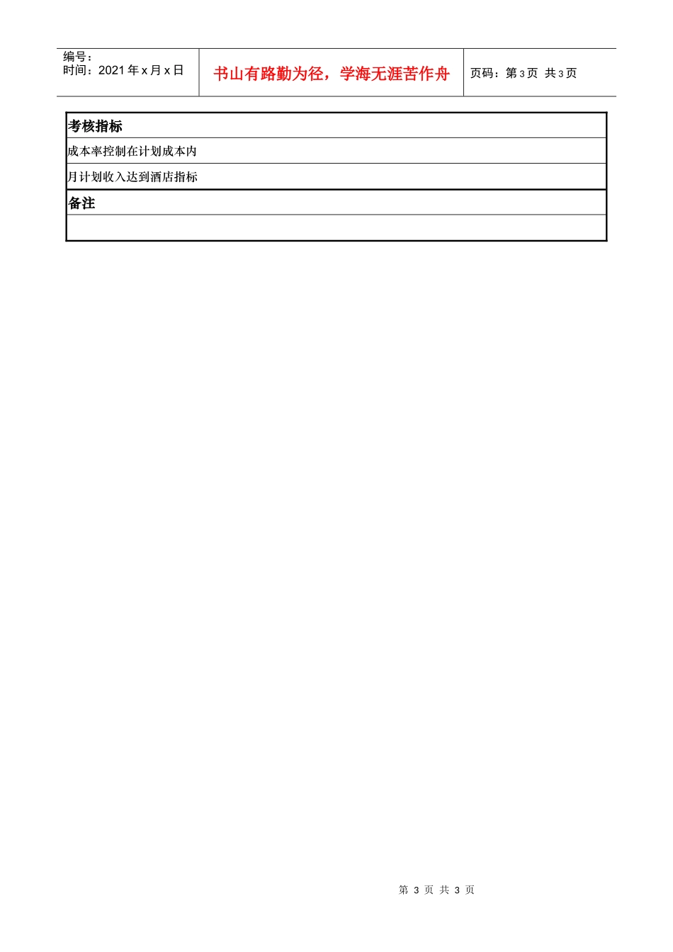 酒店餐饮部餐饮二部厨师长岗位说明书_第3页