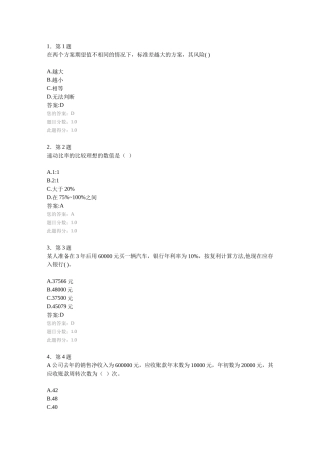 某年度财务管理知识分析学