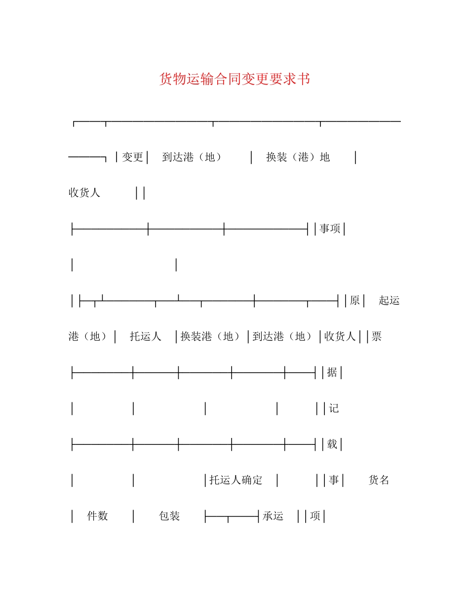 货物运输合同变更要求书_第1页