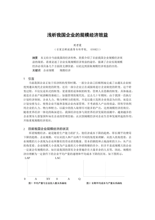 浅析我国企业的规模经济效益