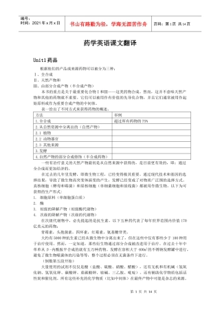 药学英语(化学工业出版社)课文翻译