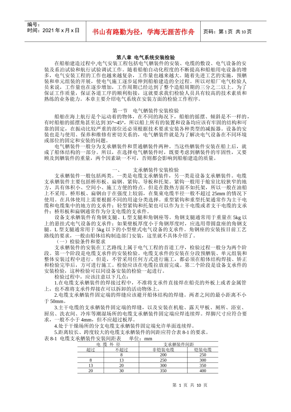 船舶建造质量检验- 8 电气系统安装检验_第1页