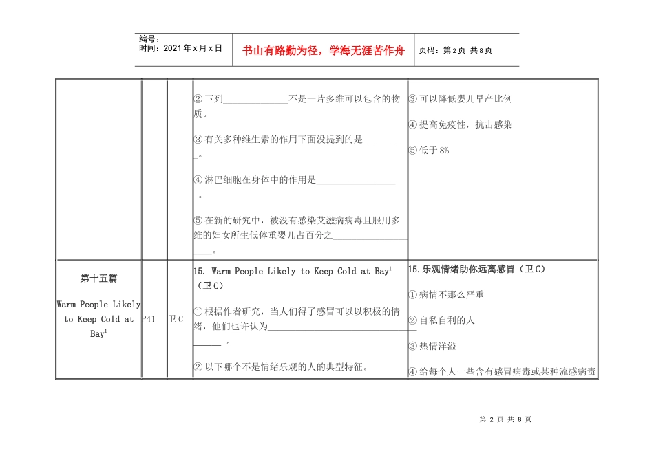 职称英语阅读理解电子模板二_第2页