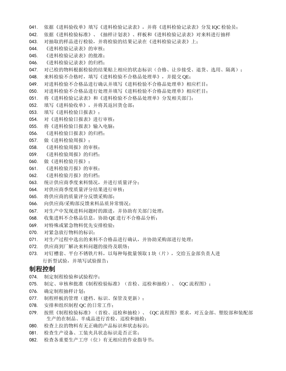 品质部工作清单（DOC 15页）_第3页