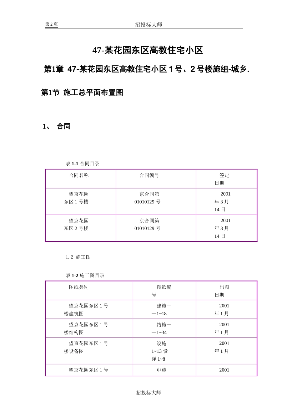 花园东区高教住宅小区工程施工组织设计方案范本_第2页